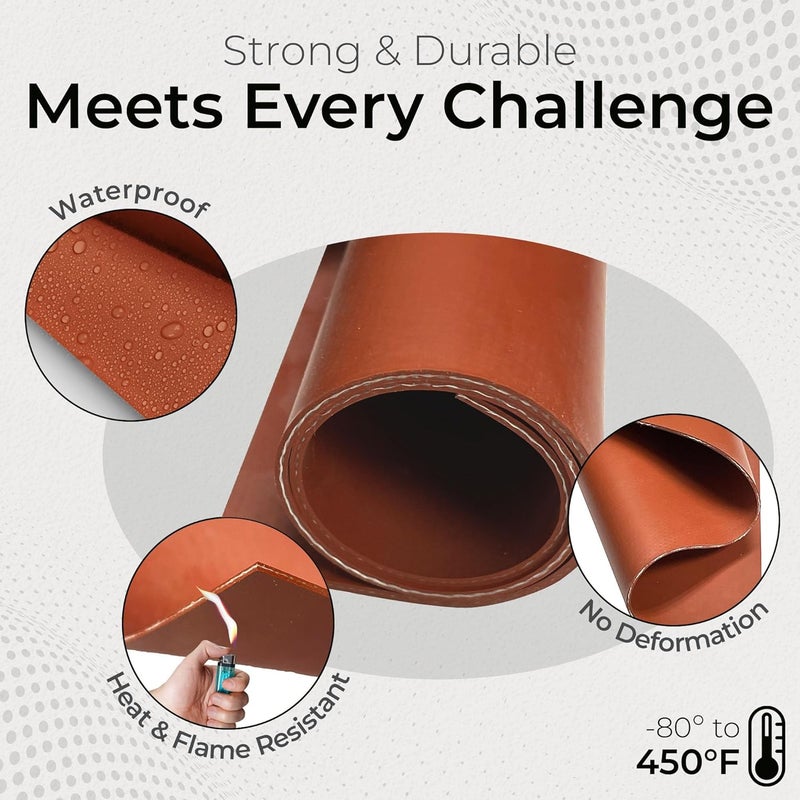 Exactly Rubber - Fiber Reinforced Silicone Sheet, 70A Durometer Silicone Mat, 500°F Temperature-Resistant Rubber Sheet, 1300 PSI Tensile Strength Rubber Mat, Made in The USA, Red, 1/16 x 12" x 18" - Image 3